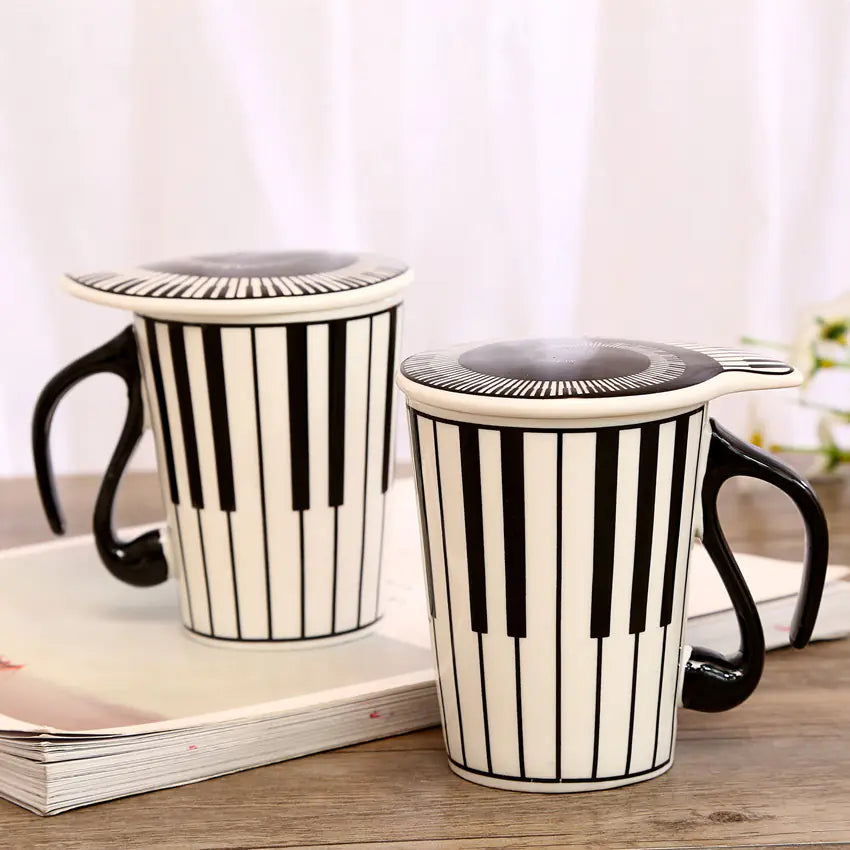 Creative Ceramic Music Mug with Lid for Couples