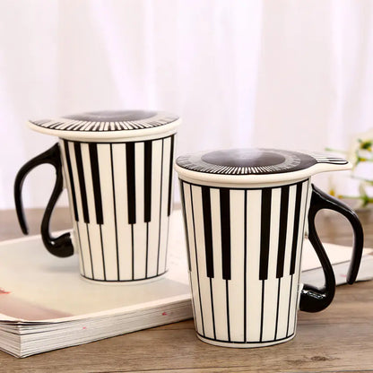 Creative Ceramic Music Mug with Lid for Couples