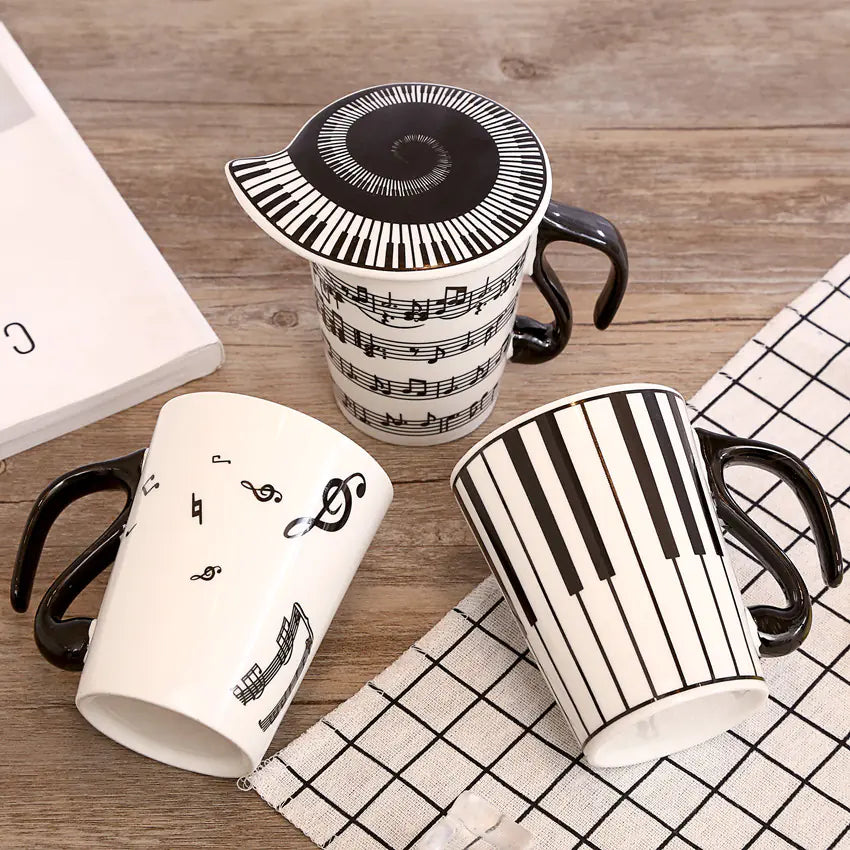 Creative Ceramic Music Mug with Lid for Couples