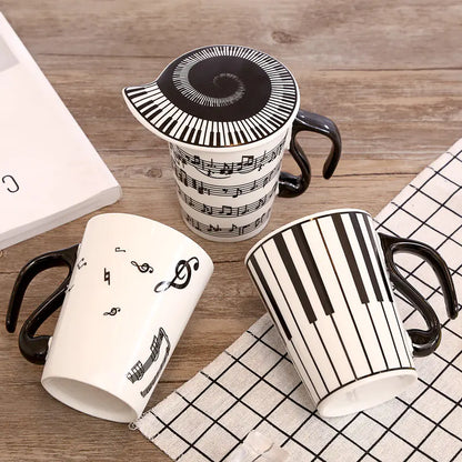 Creative Ceramic Music Mug with Lid for Couples