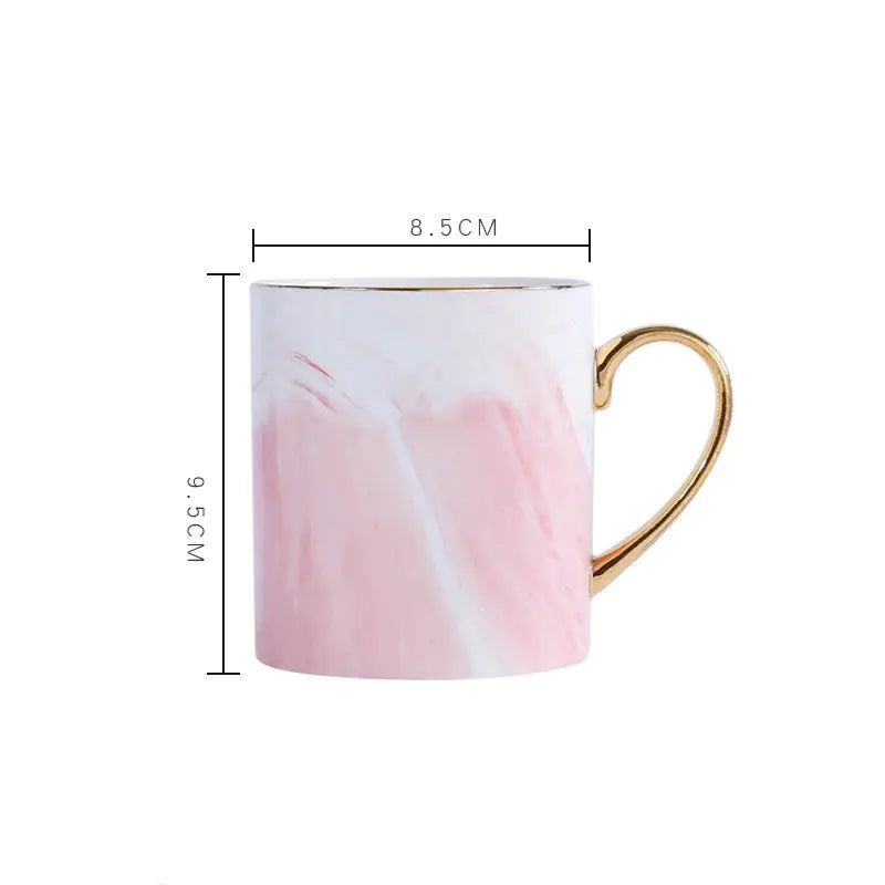 Lekoch Marble Pattern Gold-Trimmed Mug Set for Couples