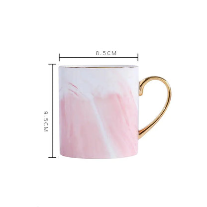 Lekoch Marble Pattern Gold-Trimmed Mug Set for Couples