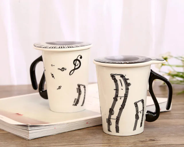 Creative Ceramic Music Mug with Lid for Couples
