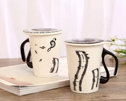 Creative Ceramic Music Mug with Lid for Couples
