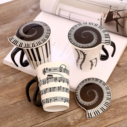 Creative Ceramic Music Mug with Lid for Couples