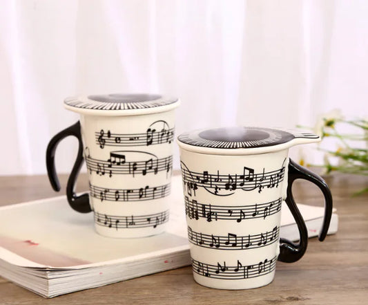 Creative Ceramic Music Mug with Lid for Couples